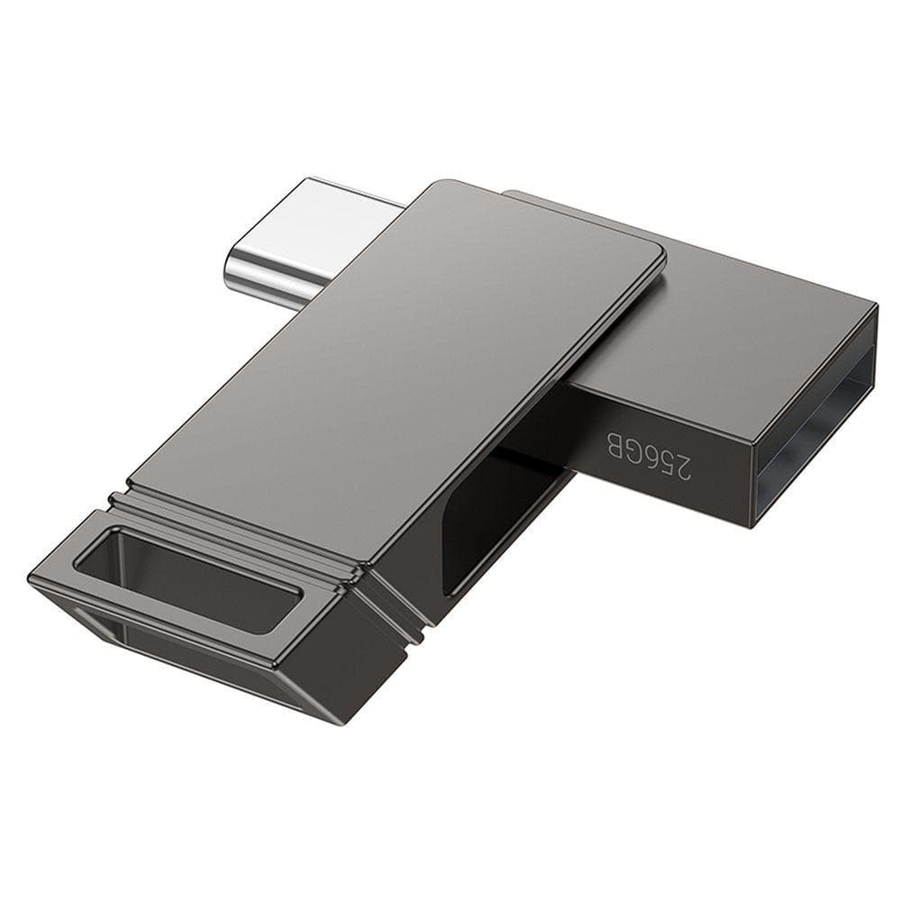 hoco UD14 2-in-1 High-Speed Mini Zinc Alloy Flash Drive 64GB USB 3.2 Gray