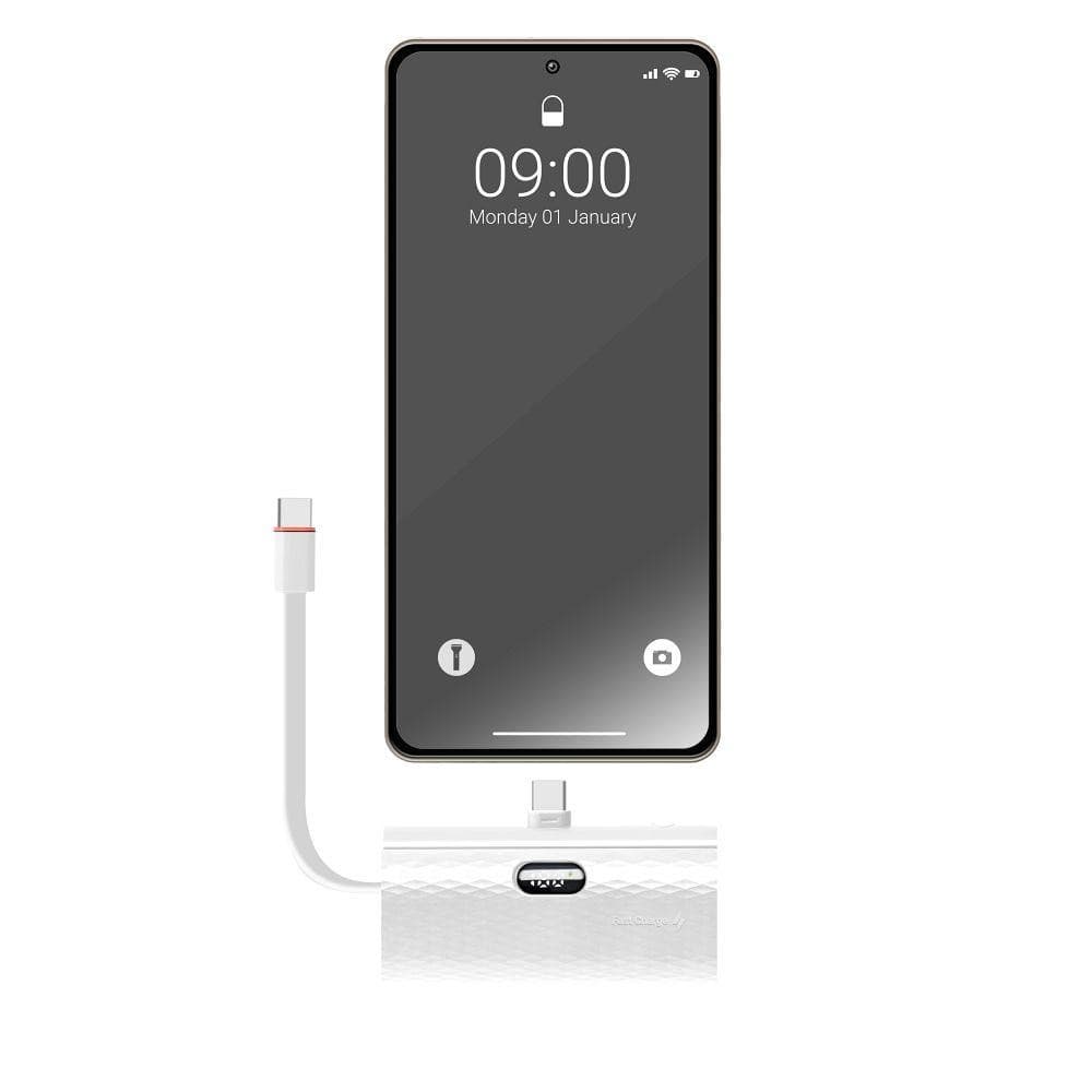 Forcell F-Energy Power Plug F5K3 Powerbank 5000mAh PD 20W with Built-in USB-C Connector White