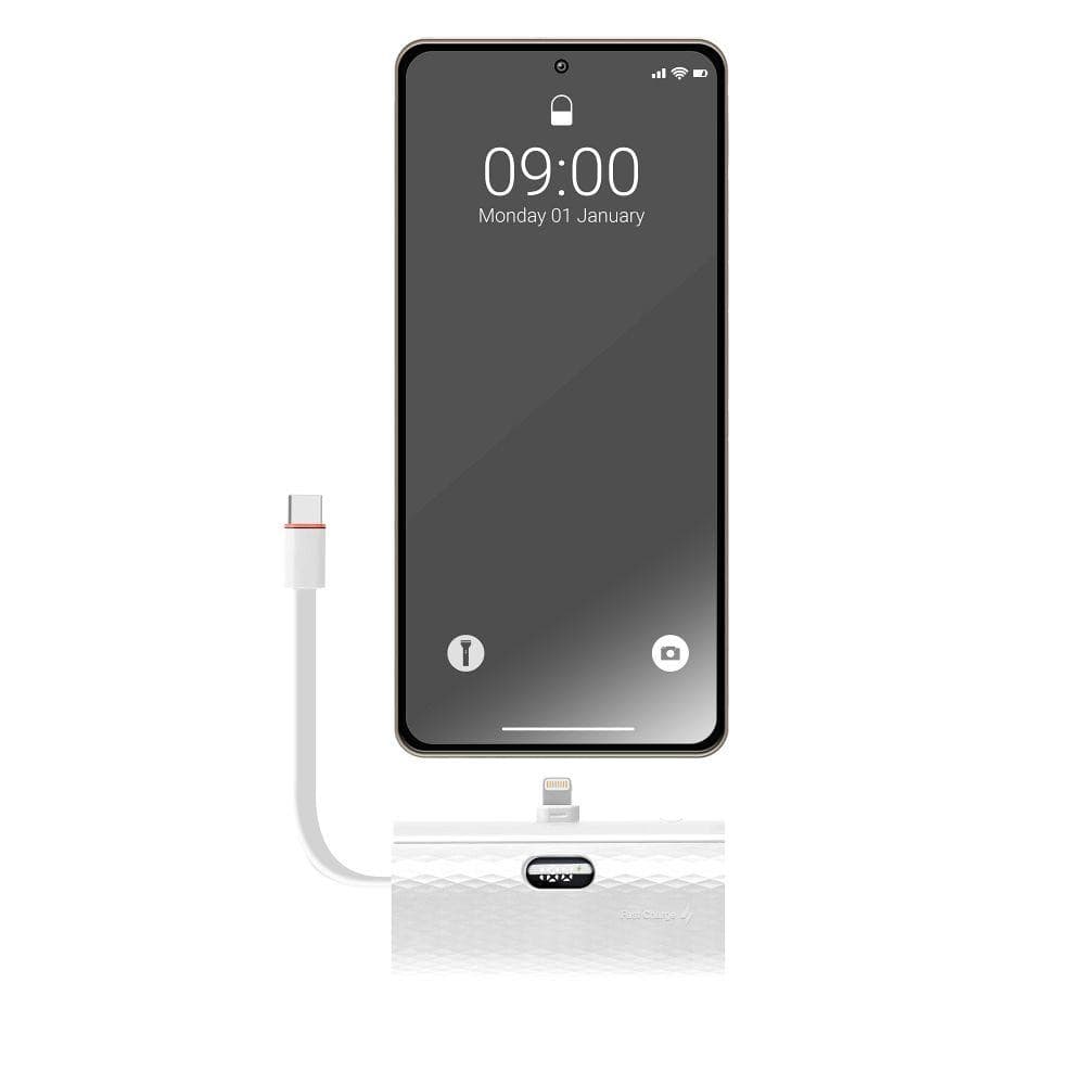 Forcell F-Energy Power Plug F5K3 Powerbank 5000mAh PD 20W with Built-in Lightning Connector White