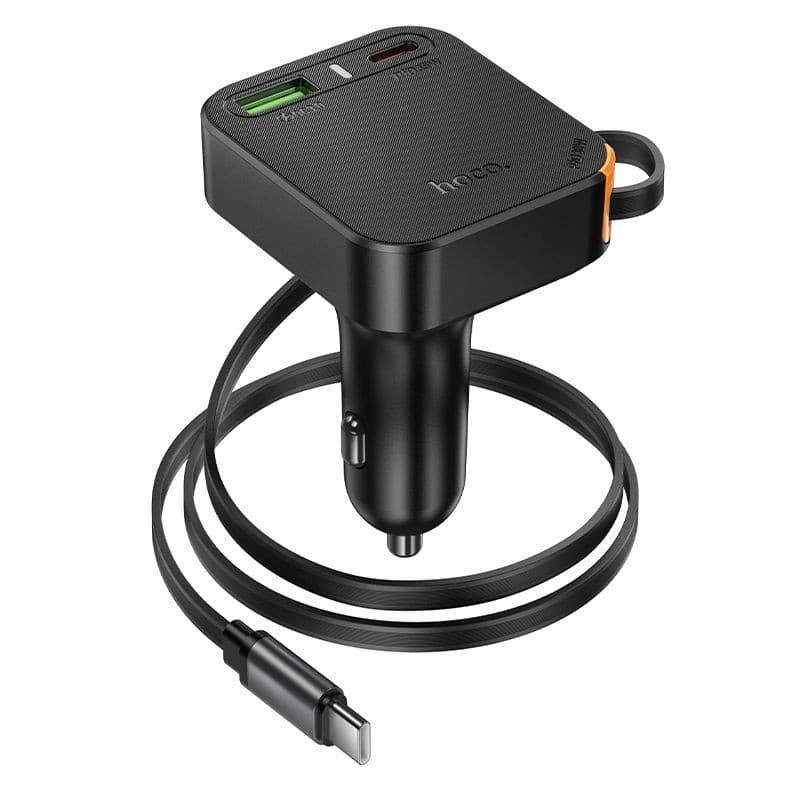 hoco NZ18 65W Car Charger with Retractable Cable Black