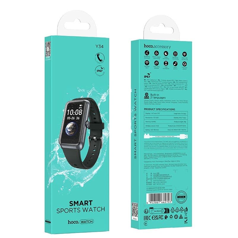 hoco Y34 Smart Sports Watch IP67 Black