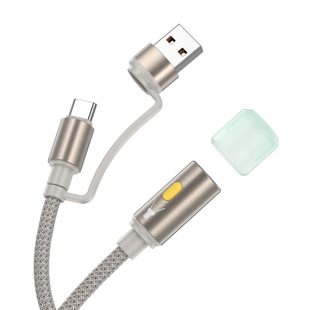 hoco UA38C 2-in-1 USB-A / USB-C to LED Light Metal Adapter Cable 30cm Gold