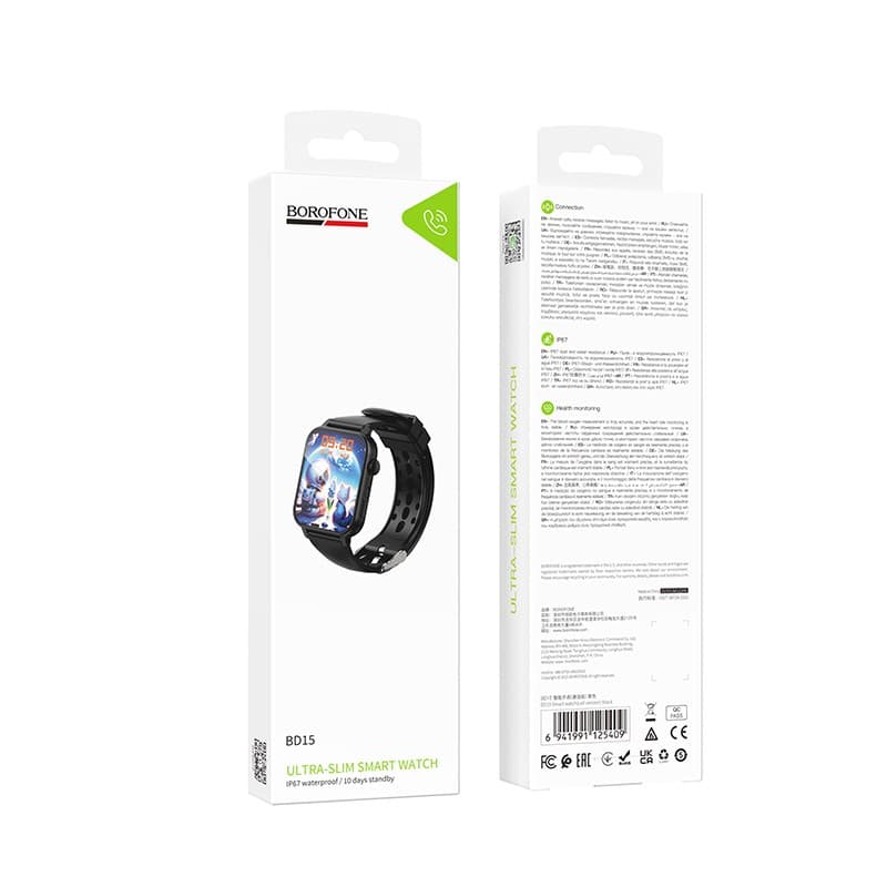 Borofone BD15 Ultra-Slim Smart Watch IP67 Black
