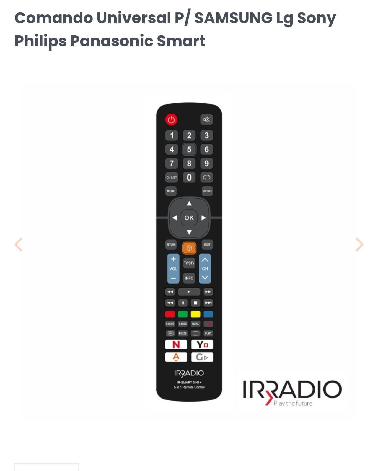 Irradio IR-SMART 5IN1+ Universal Smart TV Remote Control
