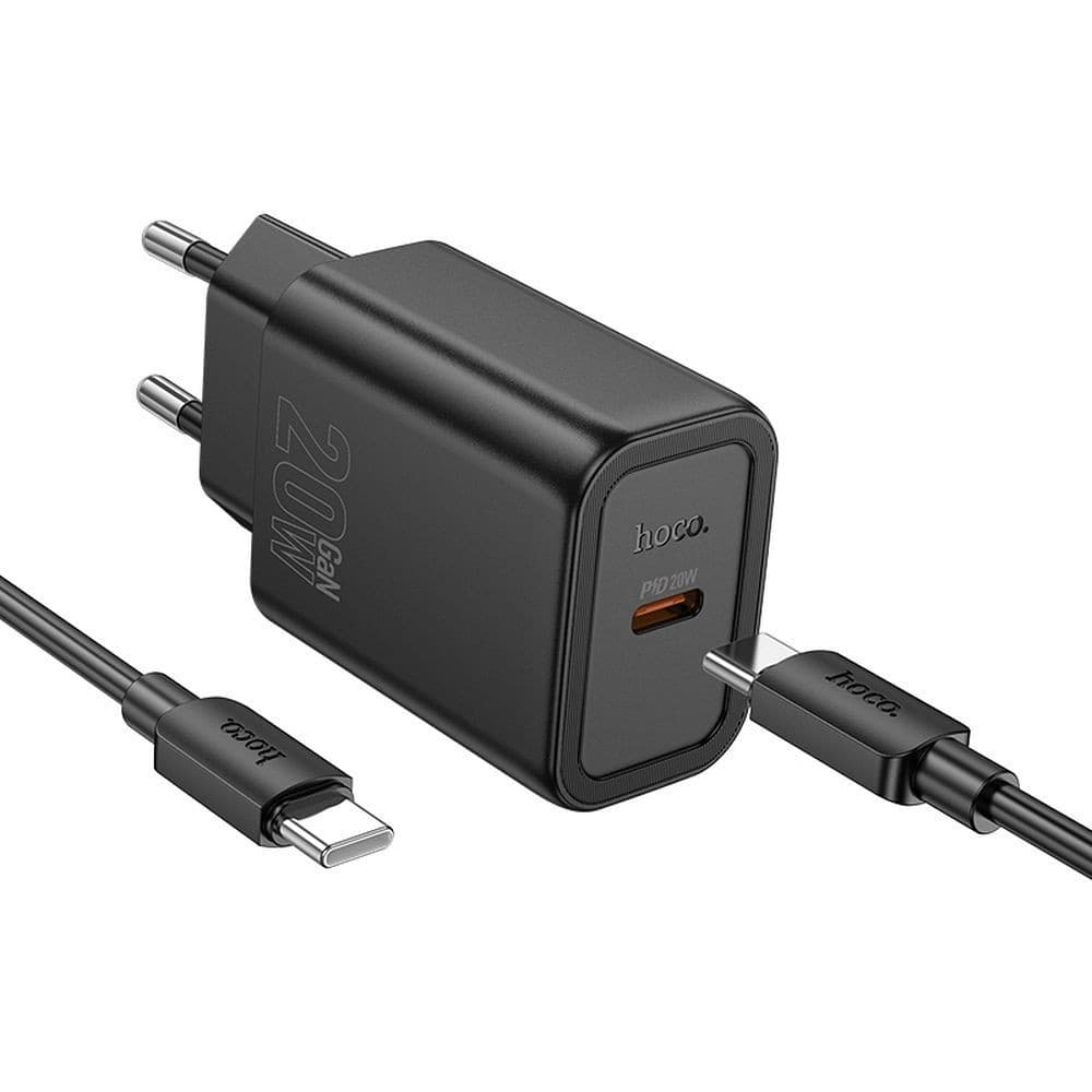 hoco N60 Gentle PD20W Single Port Fast Charger Set (C to C, EU) Black