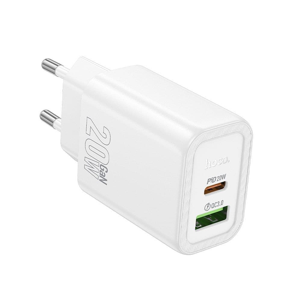 hoco N61 Gentle PD20W + QC3.0 Dual Port Fast Charger (EU) White
