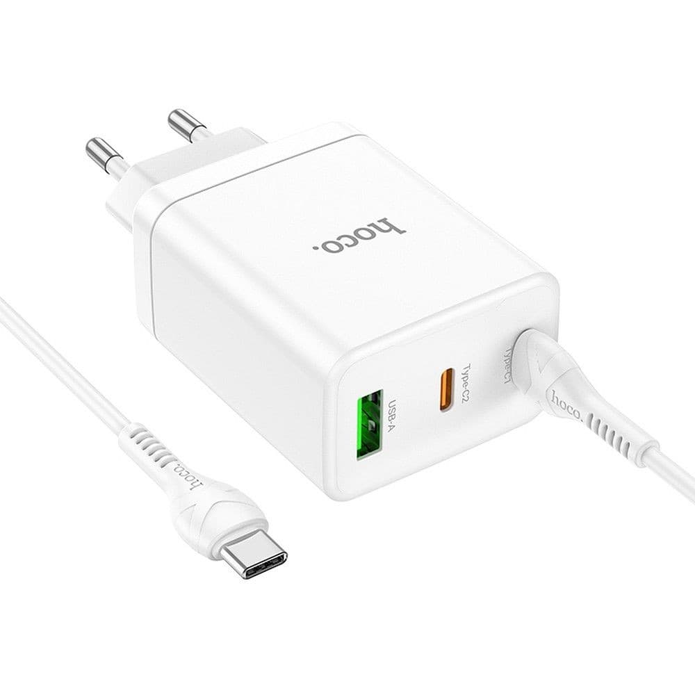 hoco N33 Start Three-Port PD35W Fast Charger Set (C to C, EU) White