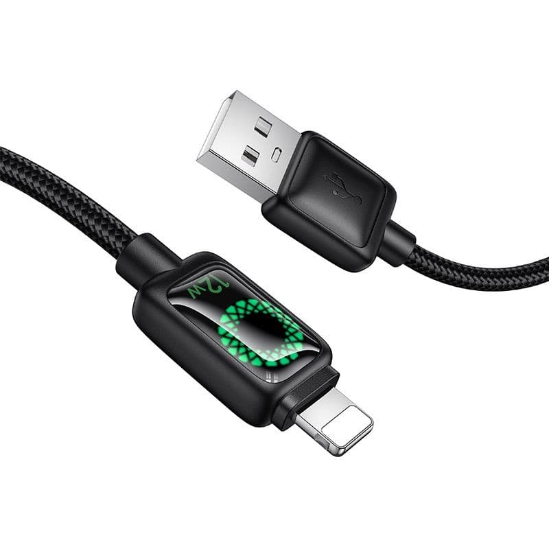 hoco U146 Mande Power LED USB-A to Lightning Charging Data Cable 1.2 m Black