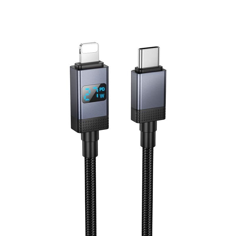 hoco X118 Generous PD27W USB-C to Lightning Digital Display Charging Data Cable 1 m Black