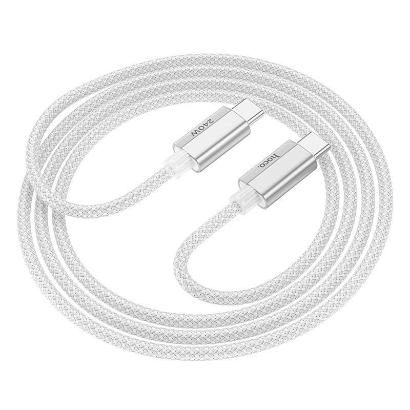 hoco U134 Prime 240W USB-C to USB-C Braided Charging Data Cable 1.8 m Silver