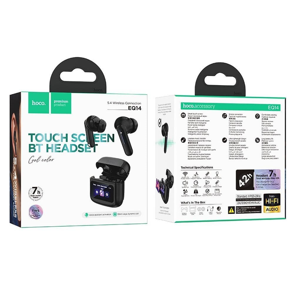 hoco EQ14 Touch Screen TWS Bluetooth Headset Black