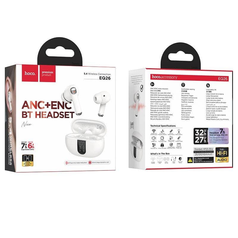 hoco EQ26 Nice ANC+ENC TWS Bluetooth Headset White