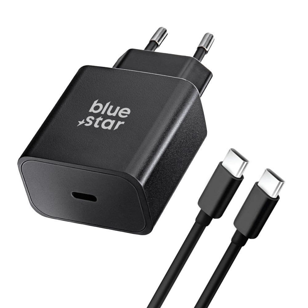 Blue Star 20W Wall Charger USB-C with USB-C to USB-C Cable Black