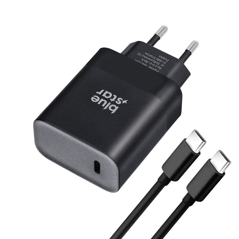 Blue Star 45W Wall Charger USB-C with USB-C to USB-C Cable Black