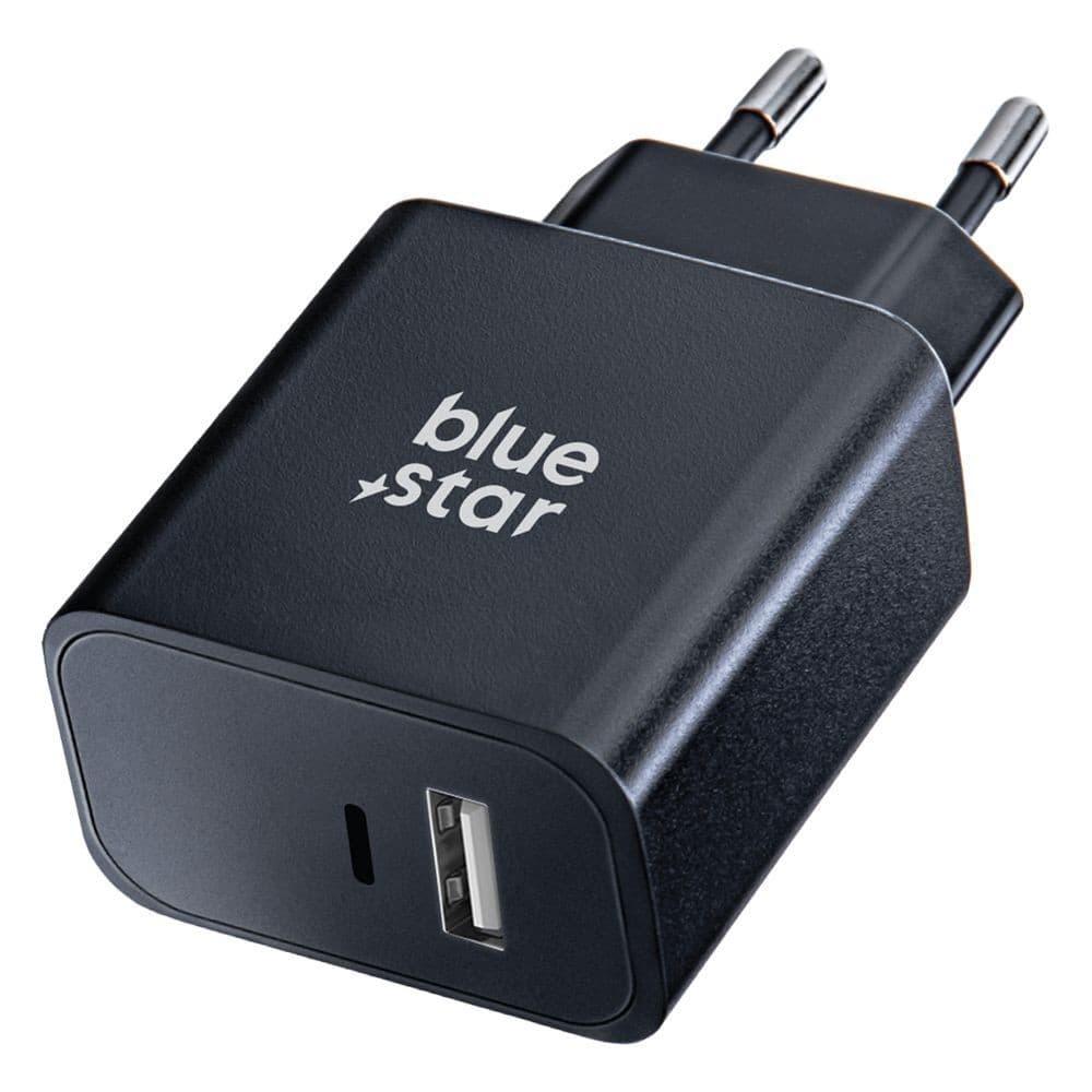 Blue Star 25W Wall Charger with USB-C and USB-A Ports Black