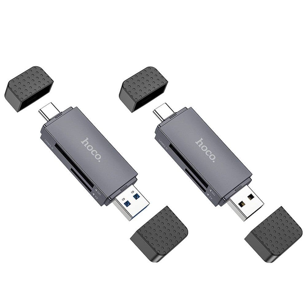 hoco HB45 Spirit 2-in-1 USB / Type-C Card Reader Metal Gray