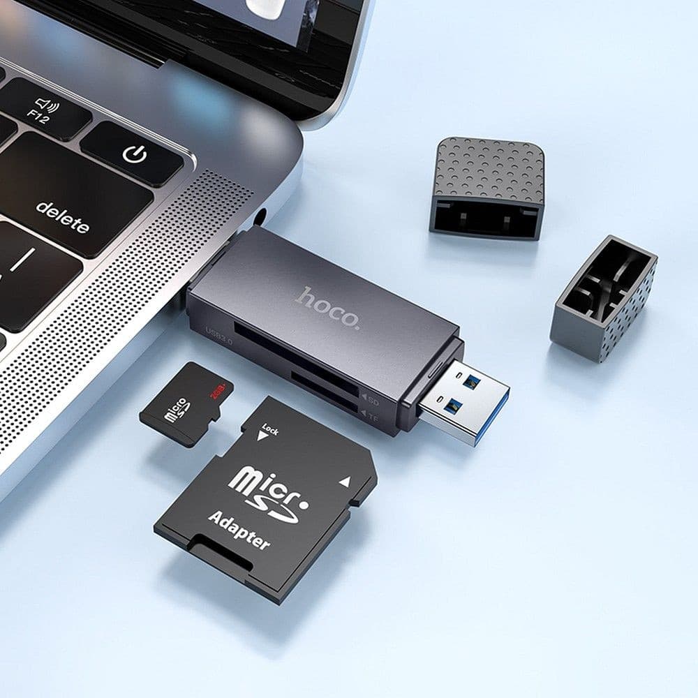 hoco HB45 Spirit 2-in-1 USB / Type-C Card Reader Metal Gray