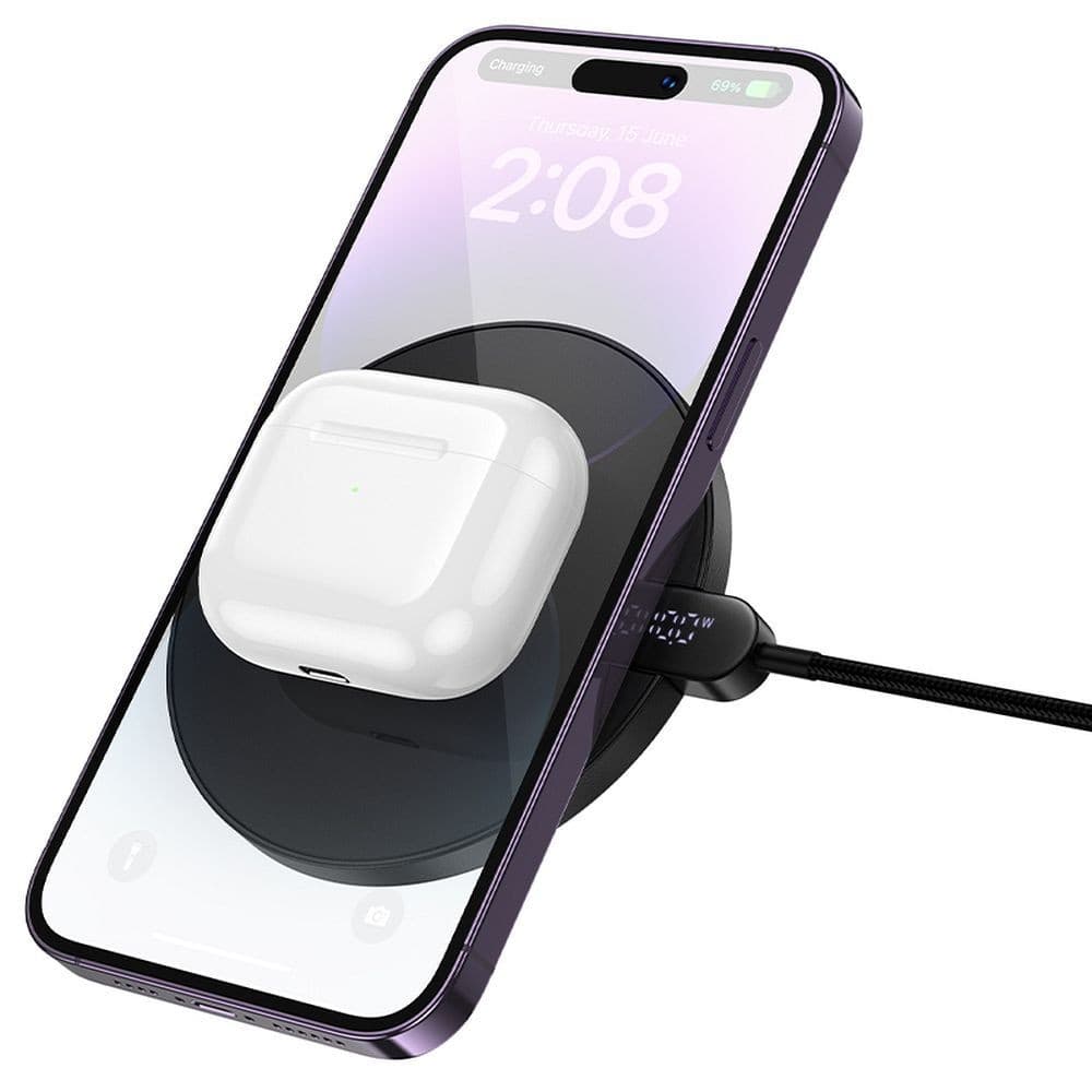 hoco CW62 Ruze LED Display Ultra-Thin Wireless Fast Charger Black