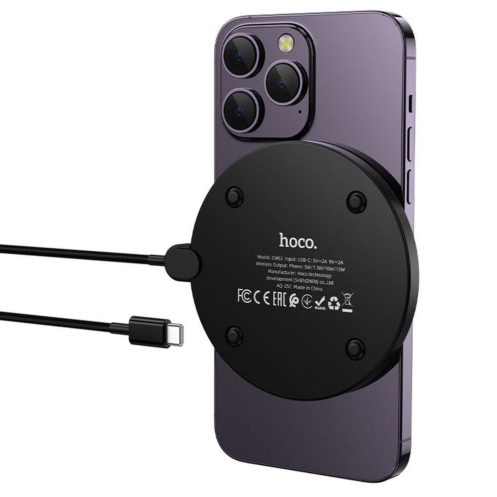 hoco CW62 Ruze LED Display Ultra-Thin Wireless Fast Charger Black