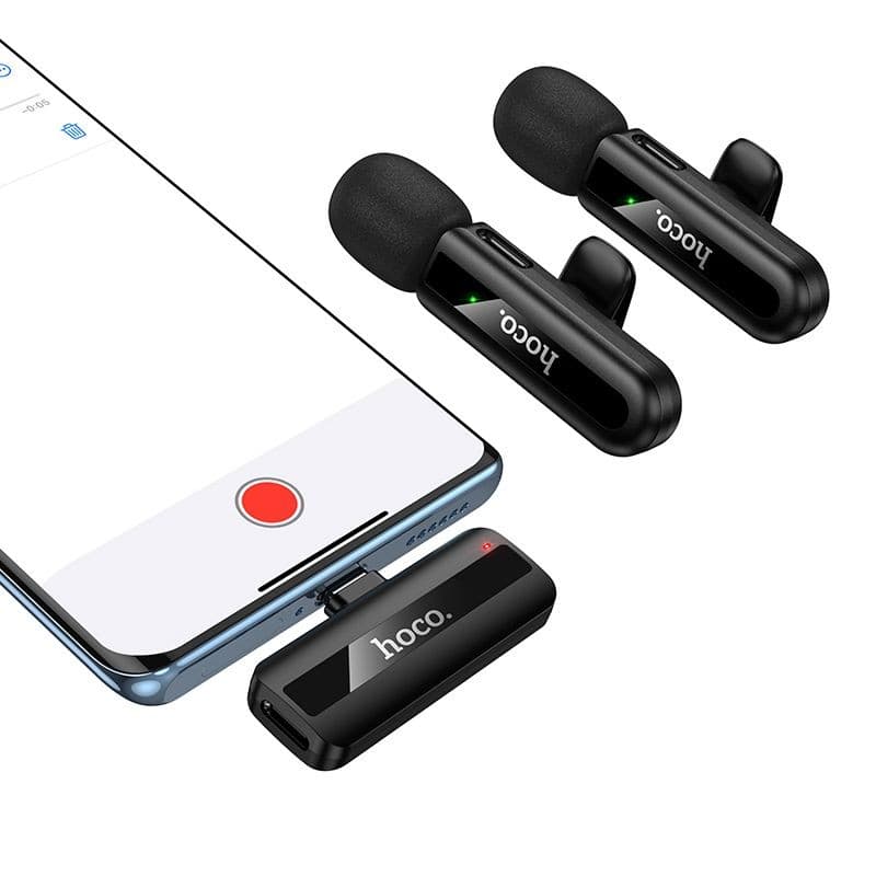 hoco L20A Fair Dual-Mic Wireless Mini Digital Microphone (iP/Type-C) Black