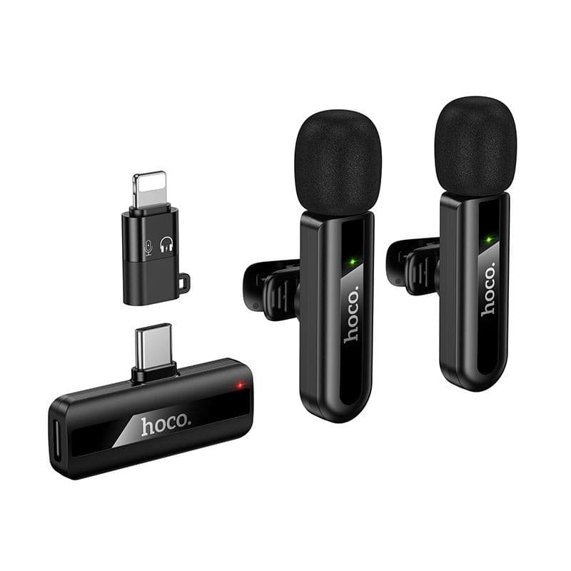 hoco L20A Fair Dual-Mic Wireless Mini Digital Microphone (iP/Type-C) Black