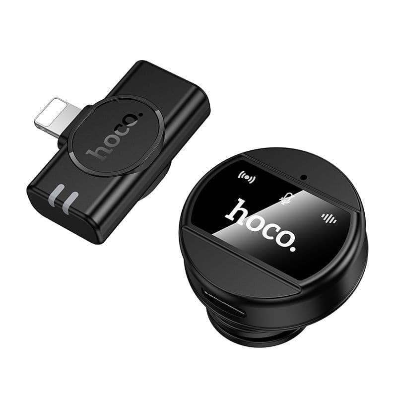hoco L21 Charm Magnetic Lapel Clip Wireless Microphone Lightning Black