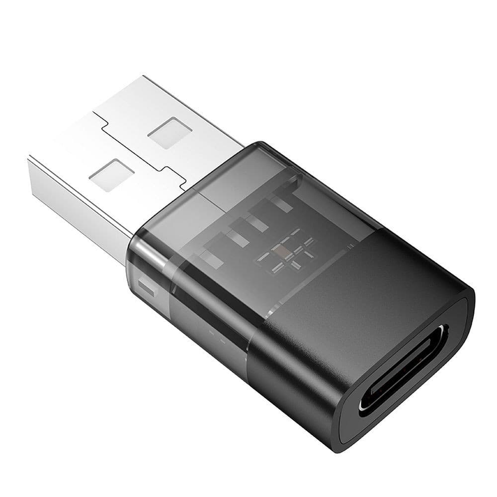 hoco UA36D USB-C Male to Lightning Female Transparent Adapter Black