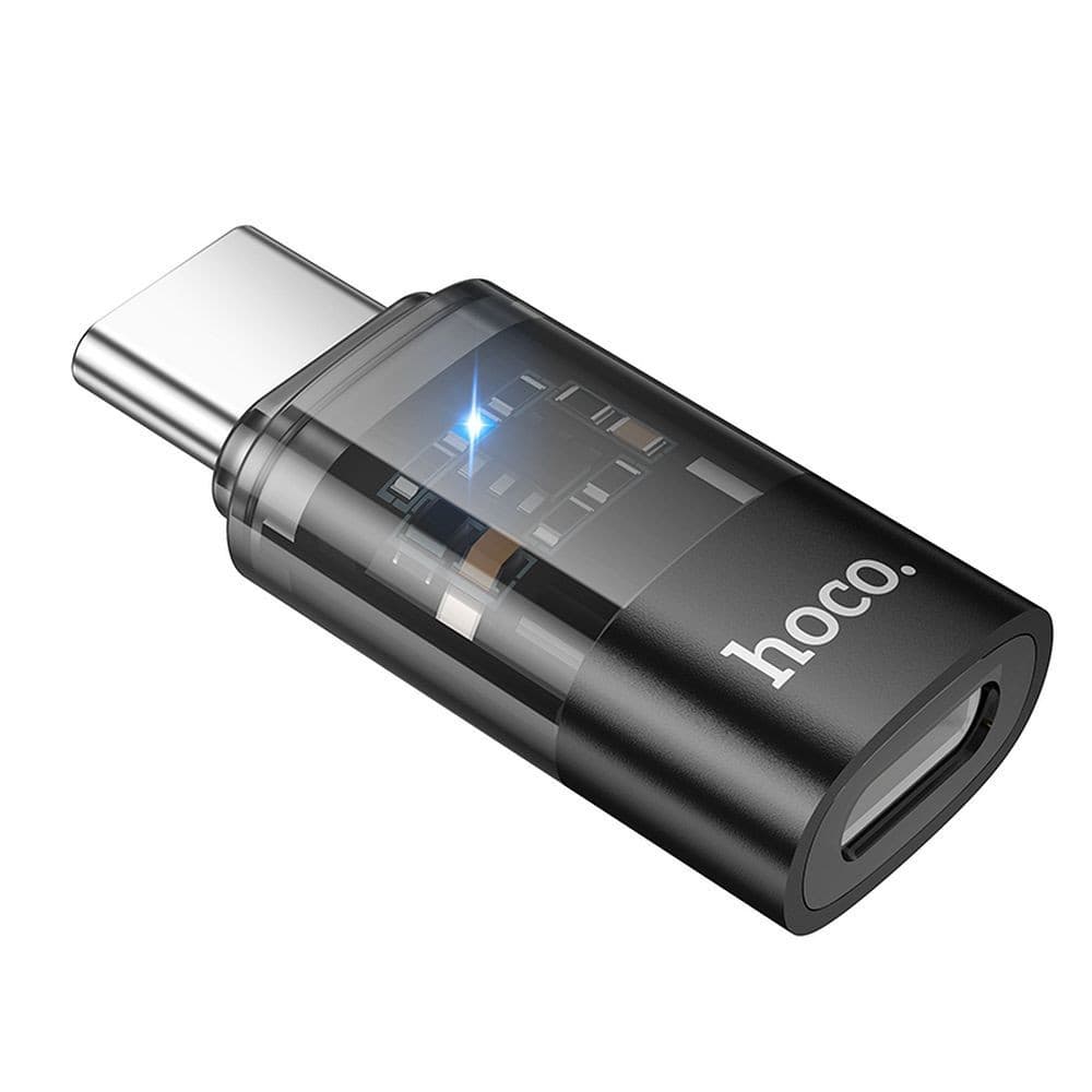 hoco UA36D USB-C Male to Lightning Female Transparent Adapter Black