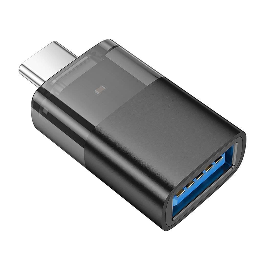 hoco UA36B USB-C Male to USB-A Female OTG Transparent Adapter Black