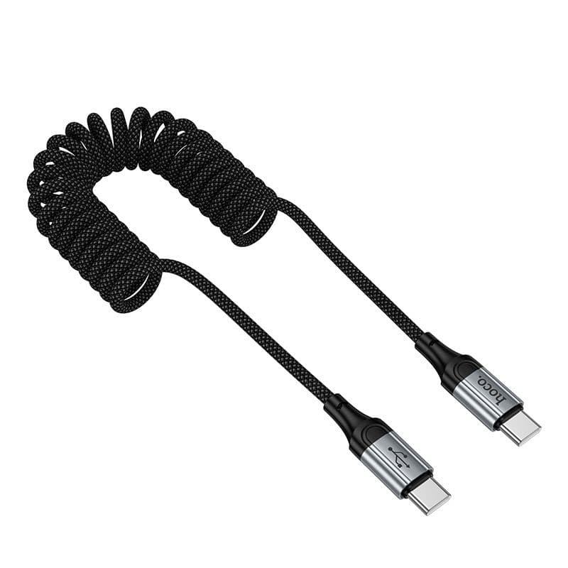hoco X121 Nuevo 60W USB-C to USB-C Spring Charging Data Cable Black