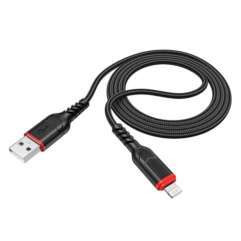 hoco X59 Victory USB-A to Lightning Anti-Bending Charging Data Cable 1m Black