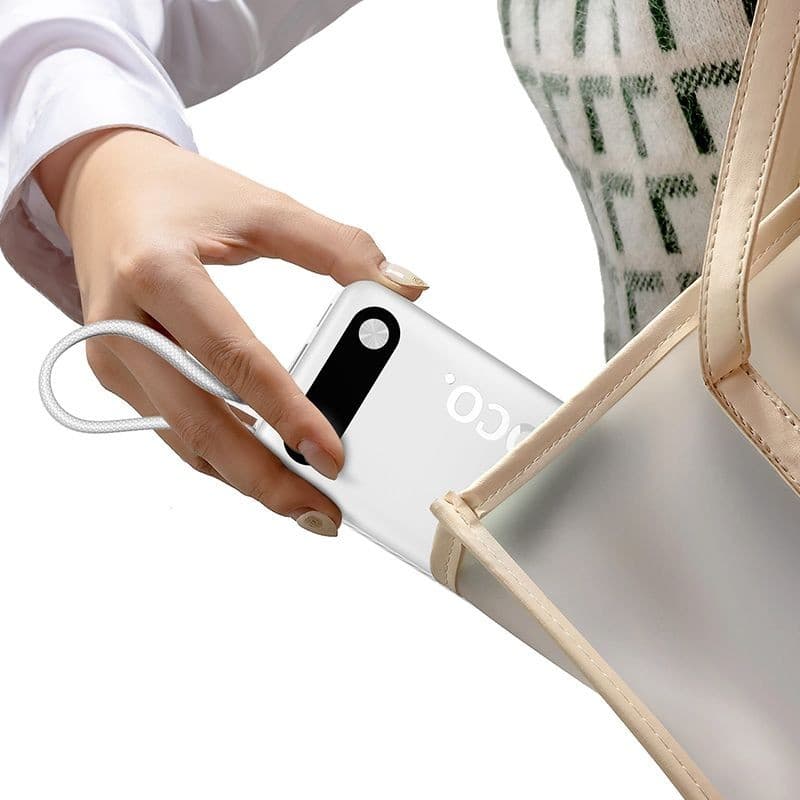 hoco J171A Intelligent Balance 20000mAh Power Bank with 2 Built-in Cables White