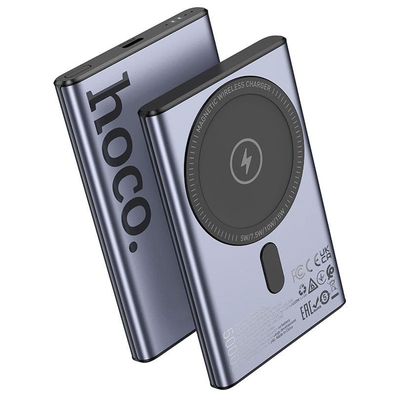 hoco Q32 Text PD20W Ultra-Thin Magnetic Wireless Power Bank 5000mAh Metal Grey