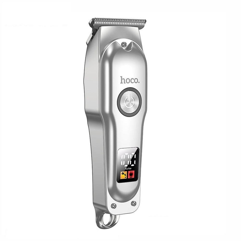hoco All-Metal Professional Cordless Hair Clipper with LED Display Silver