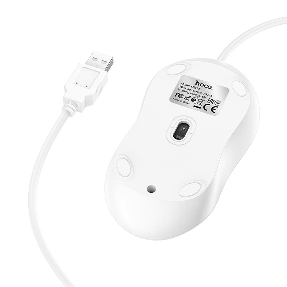 hoco GM13 Esteem Comfortable Business Wired Mouse White
