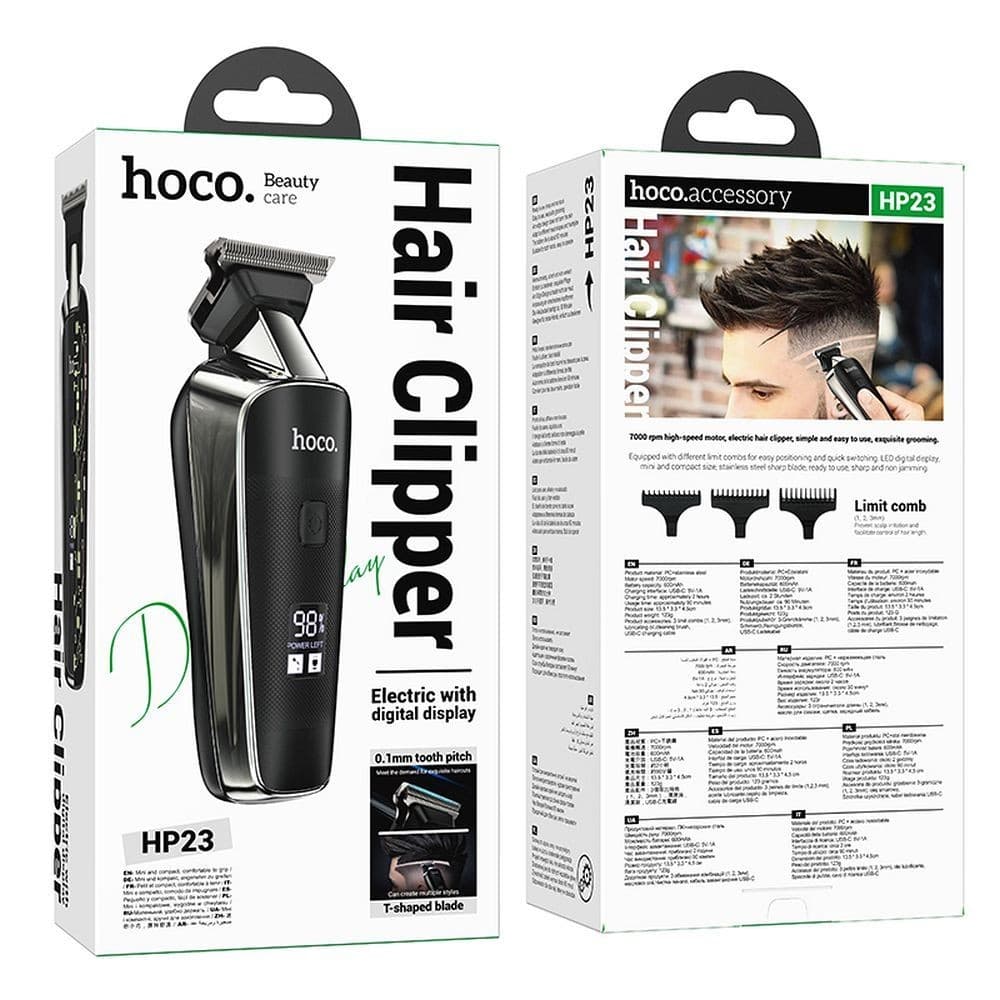 hoco HP23 Beauty Care Electric Hair Clipper with Digital Display Black