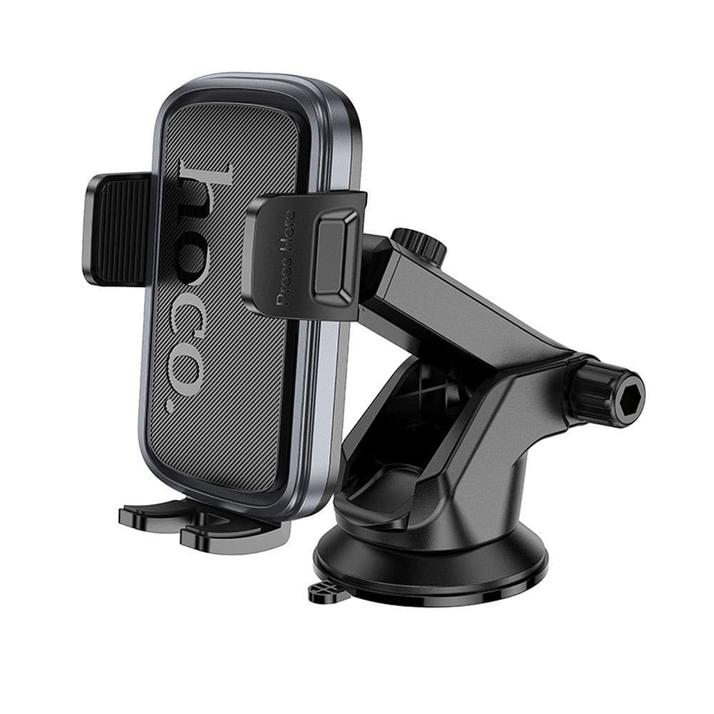 hoco H79 Vista Series Centre Console Car Holder with One-Click Clamp Arm Black Metal Grey