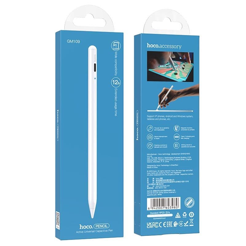 hoco GM109 Smooth Series Active Universal Capacitive Stylus Pen White