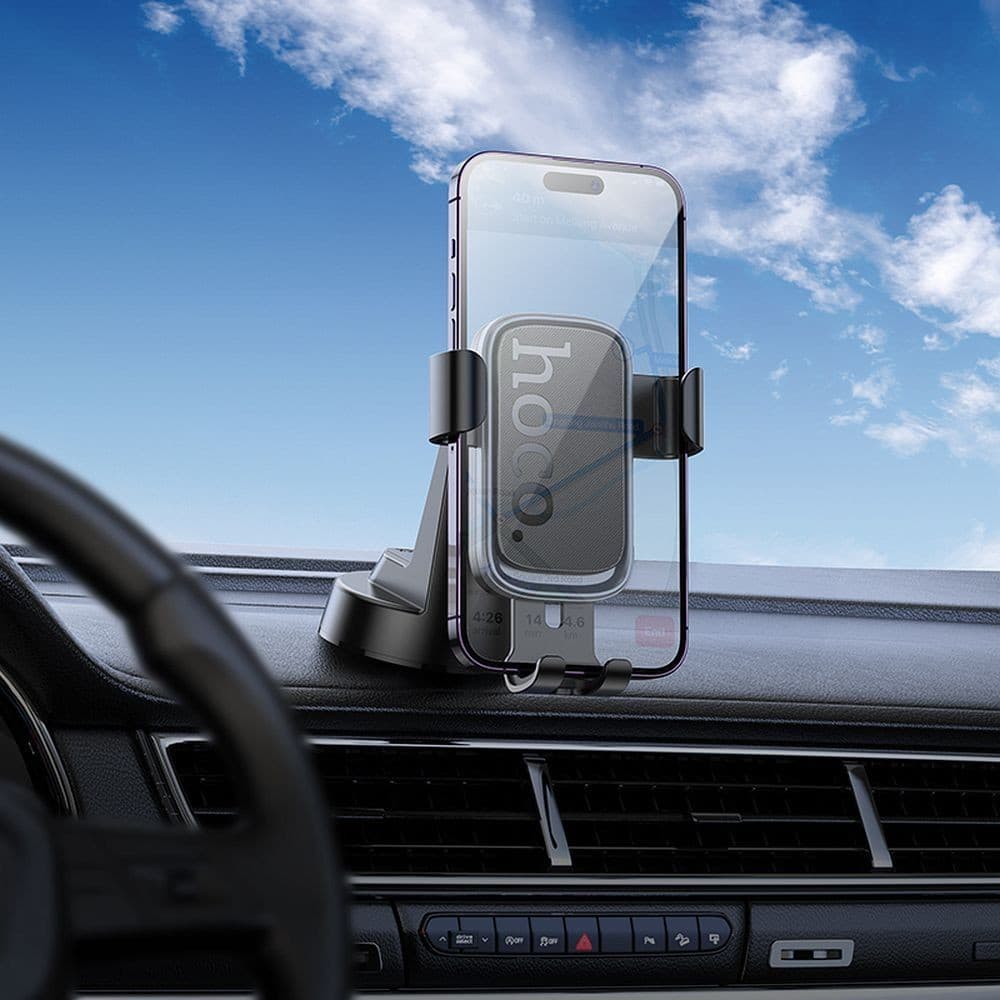 hoco H81 Vista Series Gravity Sensor Centre Console Car Holder Black Metal Grey