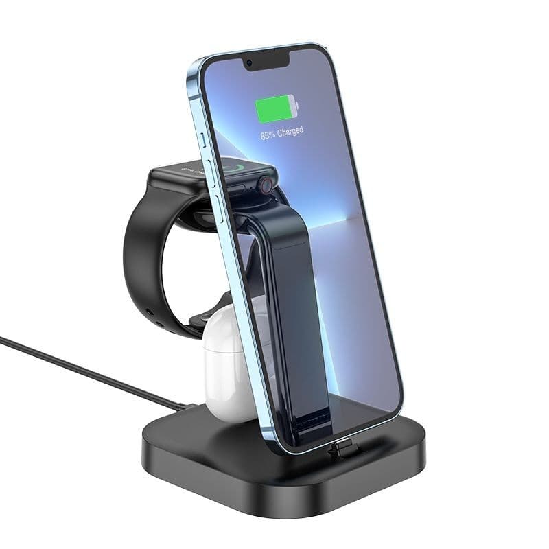 hoco CW43 Graceful 3-in-1 Fast Charging Dock for iPhone Apple Watch and AirPods Black