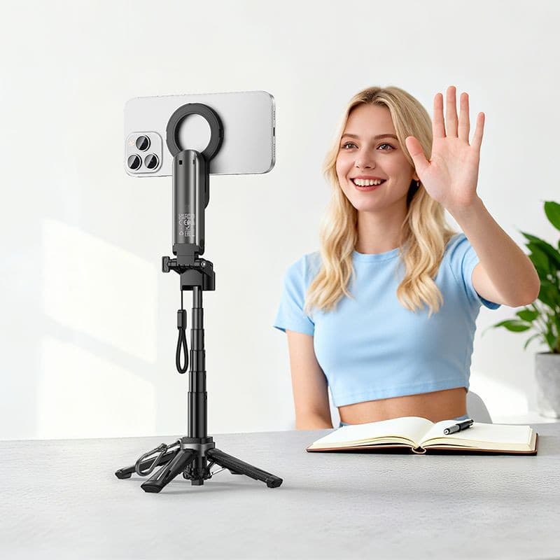 hoco K27 Pro Magic 2-in-1 Magnetic and Clamp Foldable Live Broadcast Stand Black