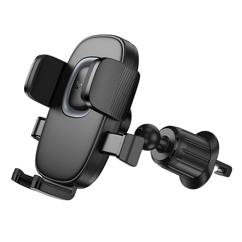 hoco H75 Crown Series One-Key Lock Air Outlet Car Holder Black Metal Grey