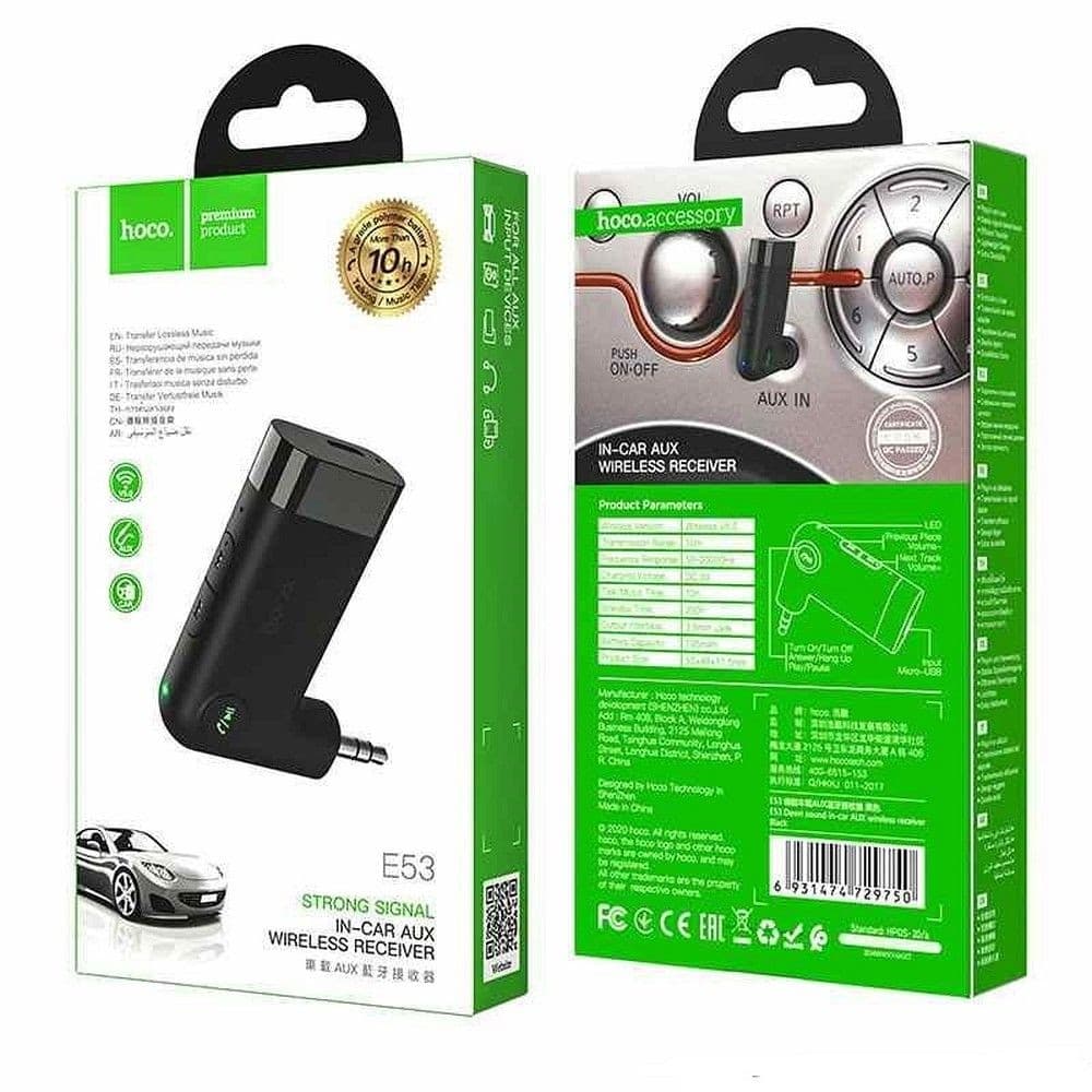 hoco E53 Dawn Sound In-Car AUX Bluetooth Wireless Receiver Black