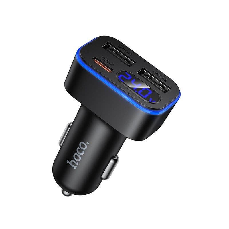 hoco Z63A Rarity 42W Three Port Digital Display Car Charger Black