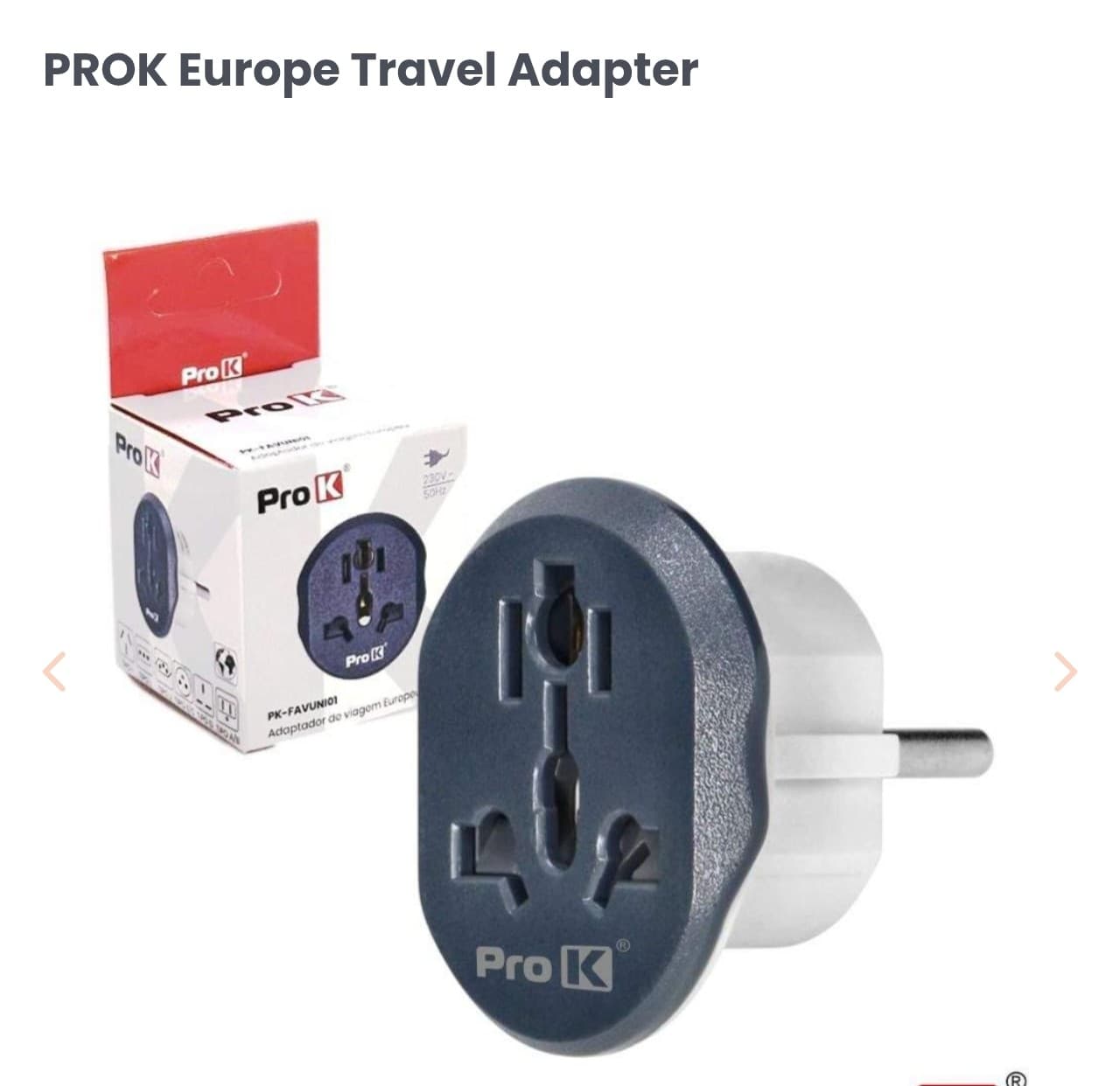 ProK PK-FAVUNI01 Europe Travel Adapter Universal to EU Plug