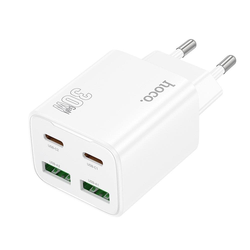 hoco N56 Fundador Four Port PD30W + QC3.0 GaN Charger (EU) White