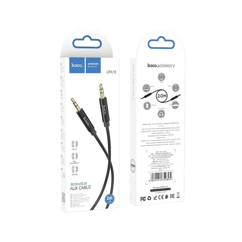 hoco UPA19 AUX Audio Cable 3.5mm to 3.5mm 2 m Black