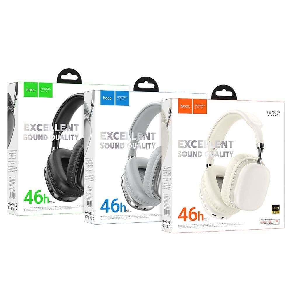hoco W52 Excellent Sound Quality Wireless Bluetooth Over-Ear Headphones White