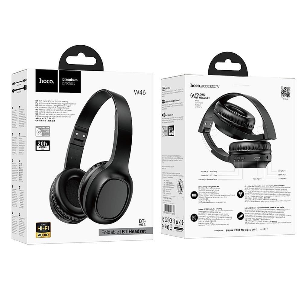 hoco W46 Foldable Bluetooth Headset Black