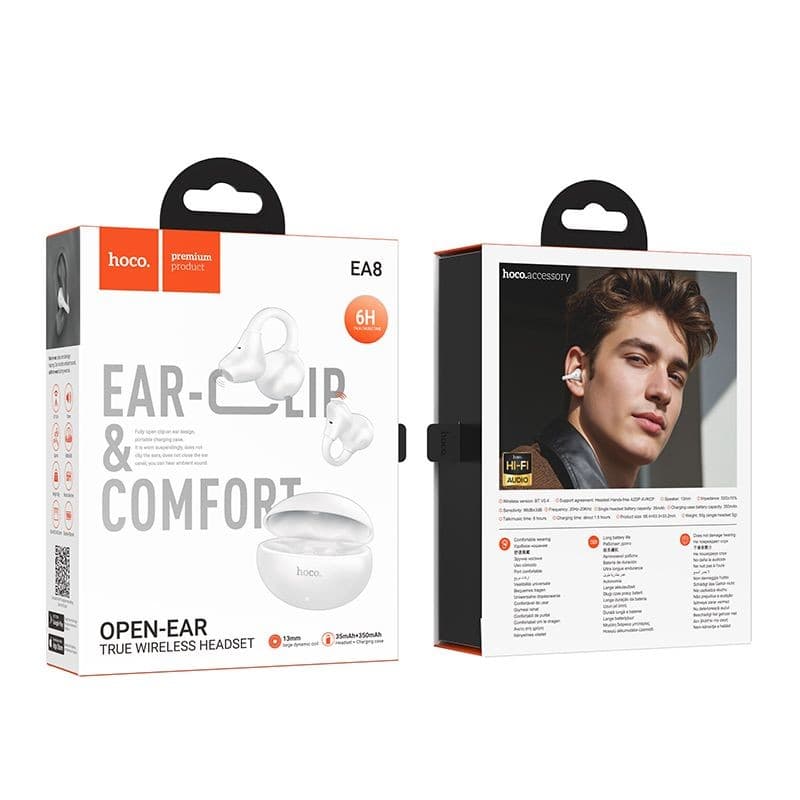 hoco EA8 Ear-Clip Open-Ear TWS Bluetooth Headset White